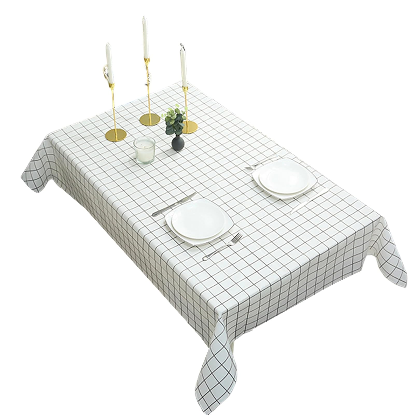 bayicie Rectangular Tablecloth, Plastic Plaid Tablecloth, Waterproof Stain-Resistant Table Cover for Dining Table Outdoor Picnic Camping