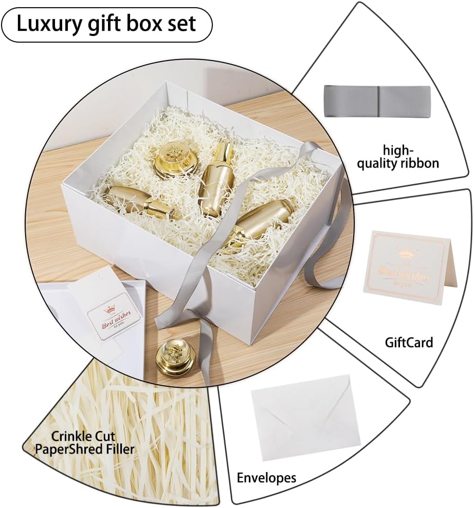 UoeRing 2Pcs White Extra Large gift box with lids 16.5×13×8 Inches gift boxes for presents,Birthday Box (include Ribbon, Paper Shred Filler Gift Card & Envelopes)