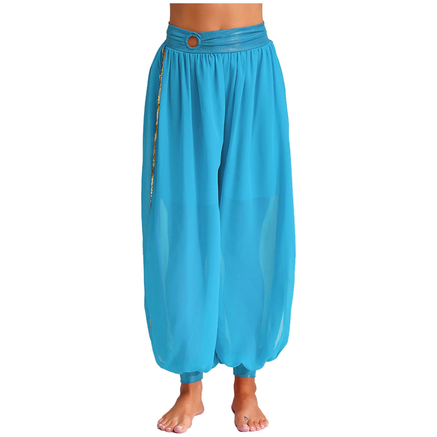 Damen Haremshose Tanzhose Bauchtanzhose mit Schlitz Bauchtanz Kostüm Mottoparty Karneval Fasching Tanz Kostüm