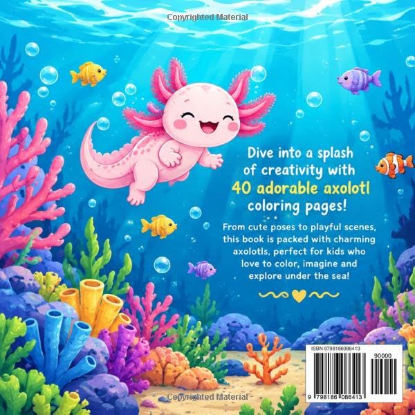 Cute & Cozy Axolotl Coloring Book: 50 Fun Axolotl Coloring Pages | A Kawaii Coloring Book for Adults, Teens & Kids | Featuring Adorable Axolotls in ... & Easy Designs, and Relaxing Coloring Fun image 3