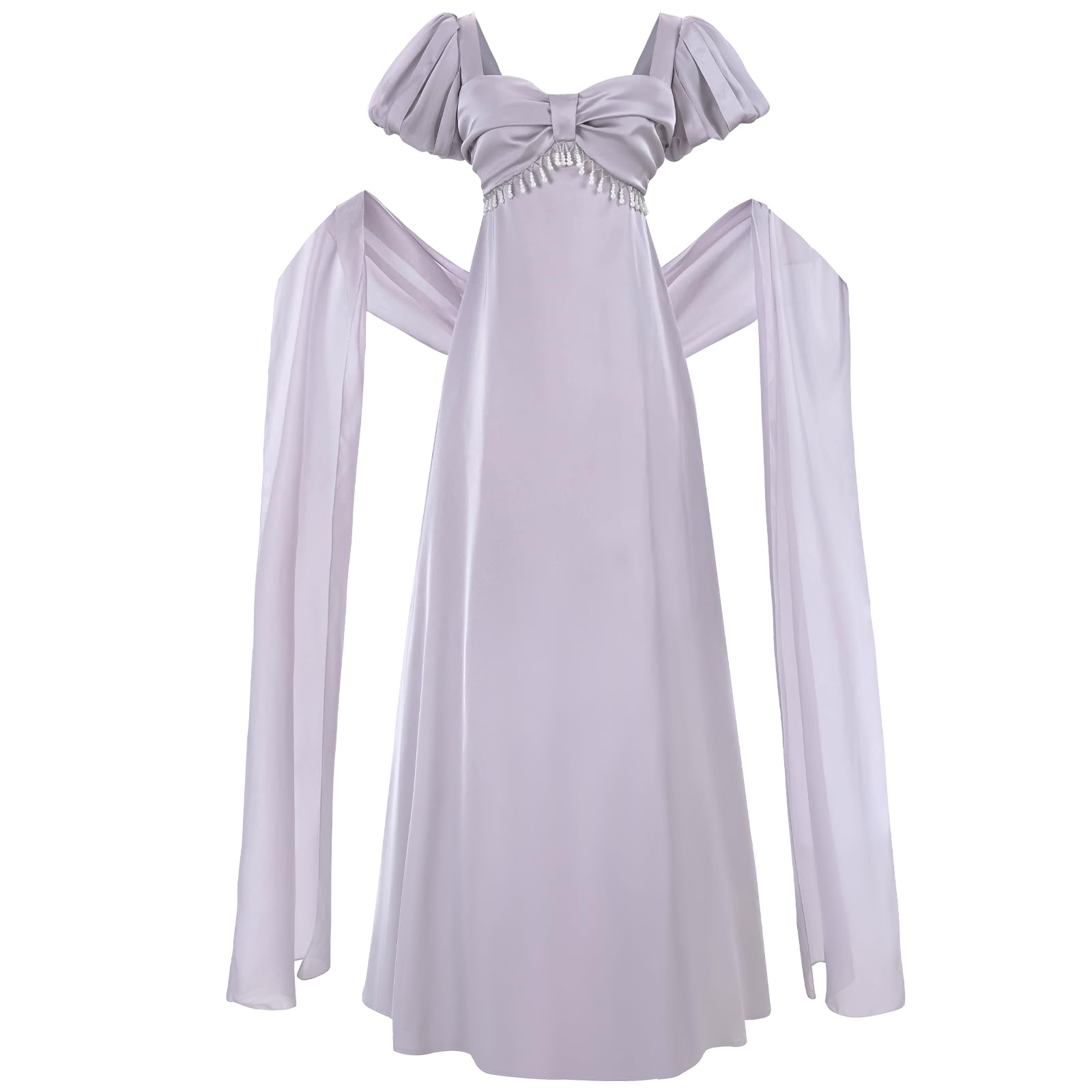 LTAKK Regency Dresses for Women High Waist Empire Victorian Dresses Tea Party Gown Victorian Abendkleid with Shawl Gloves Purple L