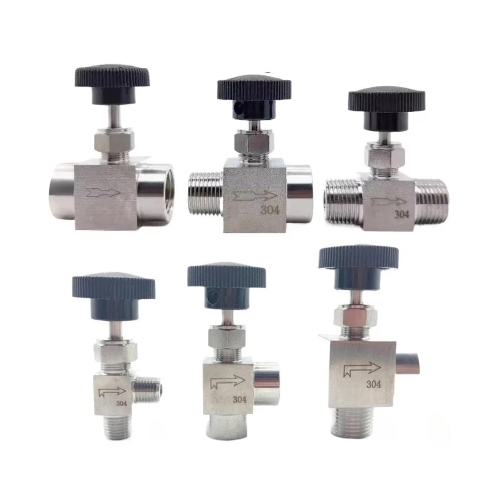 Valvola a spillo dritta/a gomito da 1/8" 1/4" 3/8" 1/2"BSP NPT maschio femmina in acciaio inossidabile 304, controllo del flusso, acqua e olio(3/8",BSP_STRAIGHT_M-M 304)