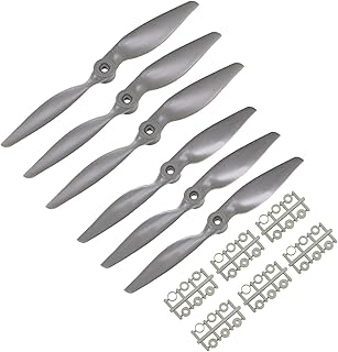 MECCANIXITY 3pcs 9x6 Inch and 3pcs 10x5 Inch Propellers Include 6pcs Adapter Rings RC Propellers CW 2-Vane Gray for Airplane