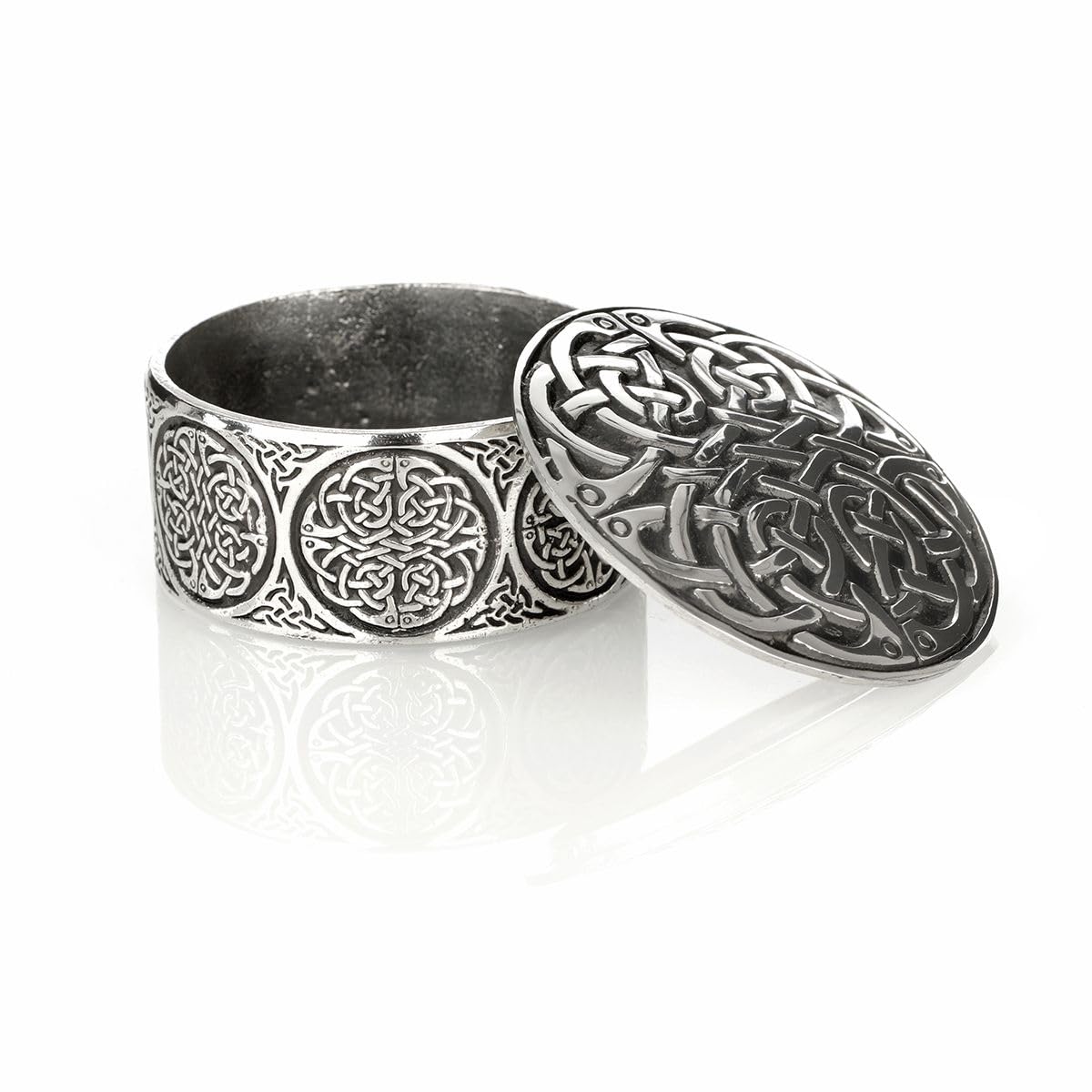 A E Williams Celtic Knot Jewelry Box English Pewter Celtic Box Keep Most Precious Small Trinkets Compact (Round)