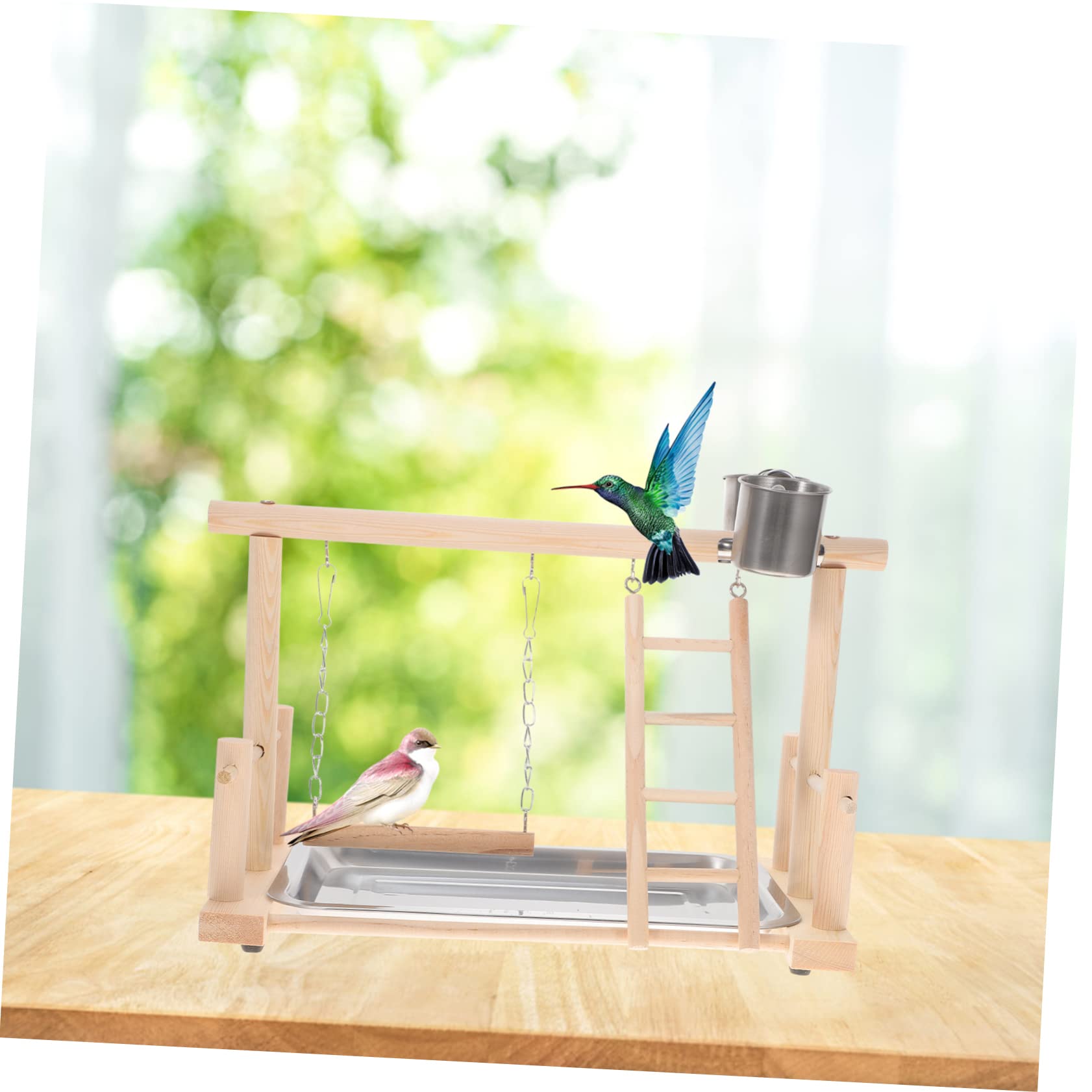 BESPORTBLE 1set Gioco Per Uccelli Legno Con Perch e Accessori Centro Attività Per Pappagalli Trespolo Per Cockatiel e Parakeet Stimolante e Divertente