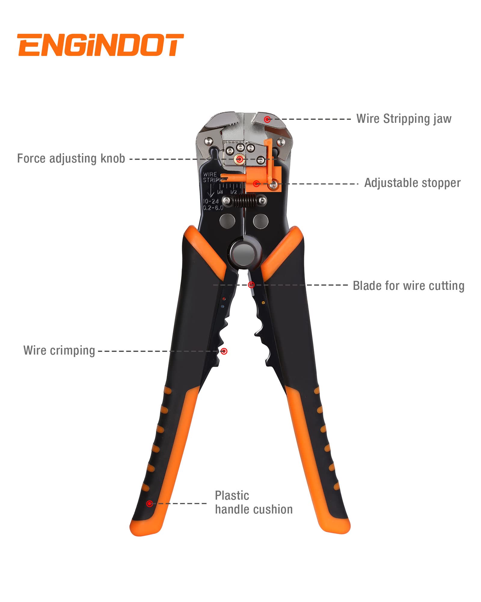 Wire Stripper, ENGiNDOT 3-in-1 Automatic Wire Stripper Plier Tool AWG10-24 - Image 3