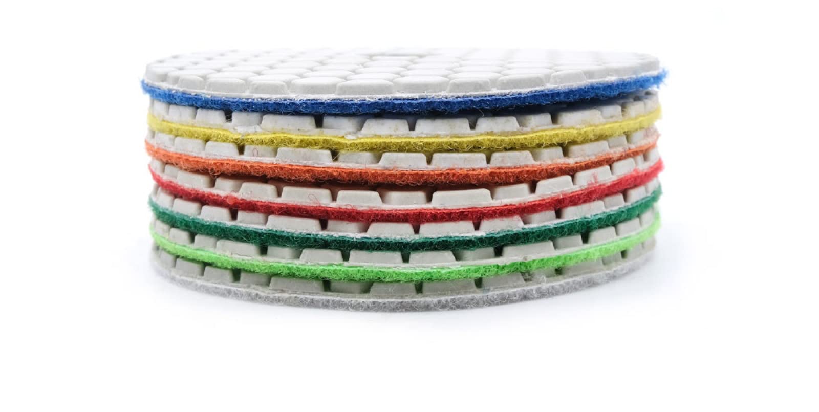 Almohadillas pulidoras de diamante, Juego de 7 discos de pulido de diamante de 4 pulgadas for uso en seco, almohadillas for lijar mármol, granito y hormigón