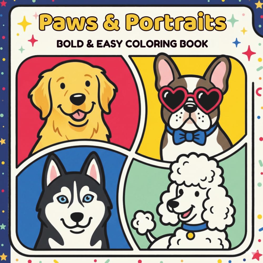 Paws & Portraits: A Bold and Easy Dog Breeds Coloring Book: Cute Puppies, Aesthetic Outlines, and Simple Pet Scenes for Kids, Teens, and Adults (The Bold & Easy Ultimate Nature Series)
