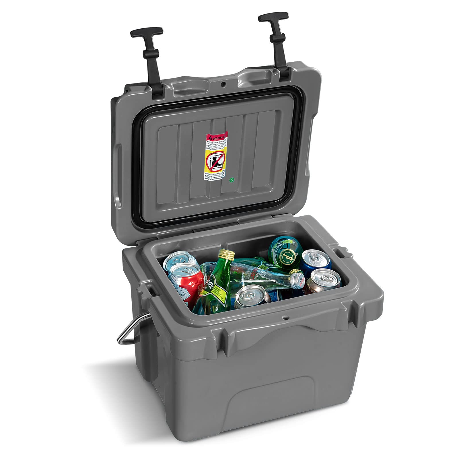 COSTWAY Nevera Portátil de 15 L, Nevera Playa Resistente con Mango, Tapón de Drenaje y 2 Portavasos, Retención de Hielo de 3-5 Días para Alimentos y Bebidas, Ideal para Acampar, Pescar