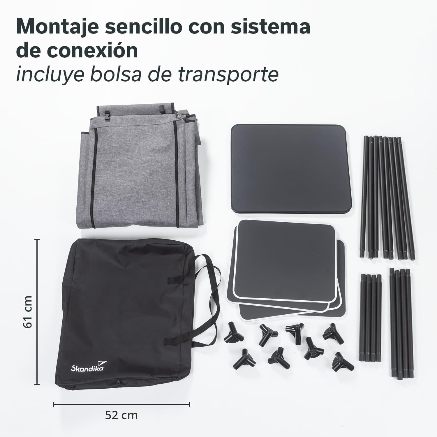 skandika Ruoka Armario Camping | Armario Alto, Sistema enchufable sin Herramientas, 140 cm de Altura, 4 Compartimentos con estantes, Bolsa de Transporte