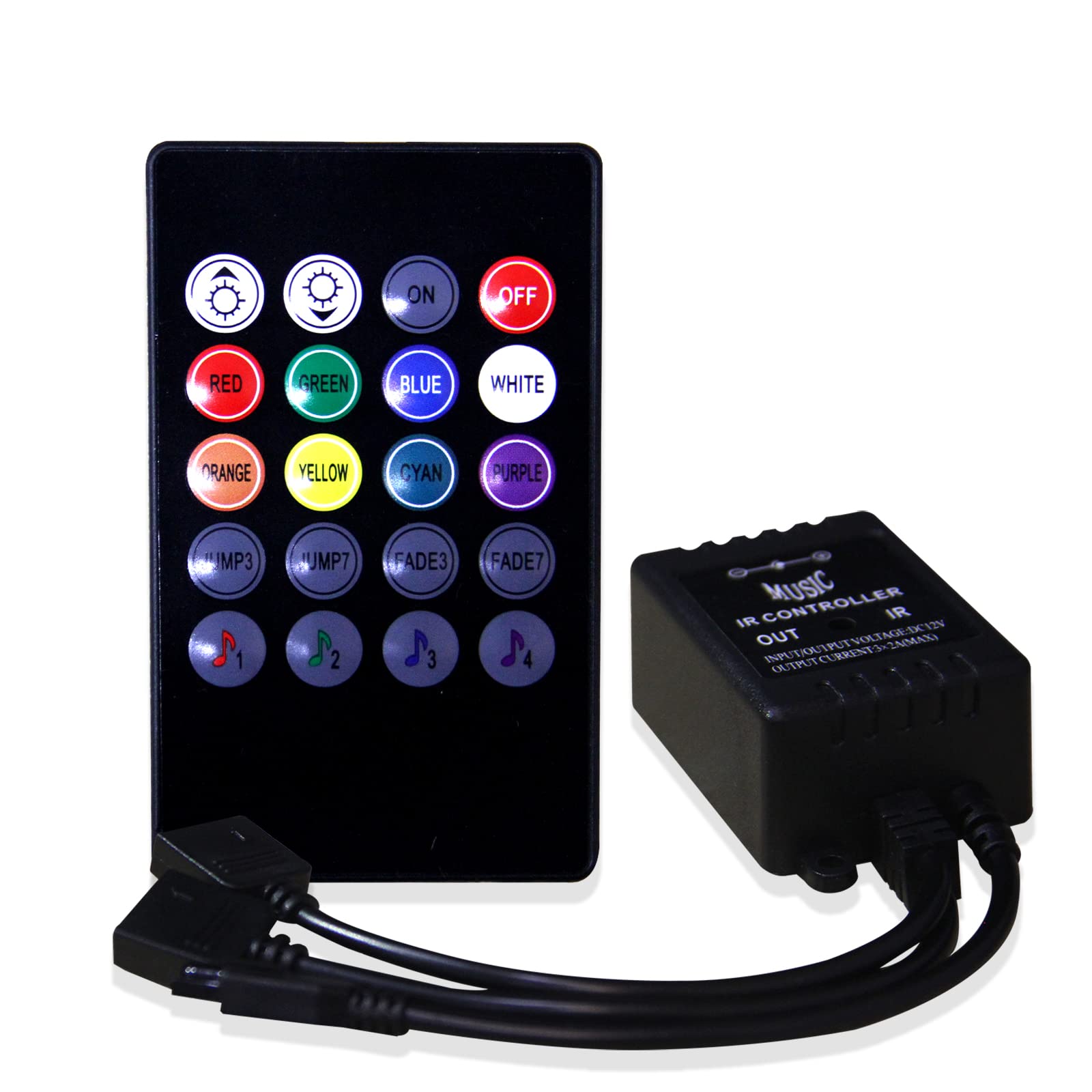 Amazon.com: DAYBETTER 2 Ports Led Strip Lights Remote Control for Led Lights  Sync to Music, 4 Pin Output Dimmable Remote Controller (Without Power  Adapter) : Tools & Home Improvement
