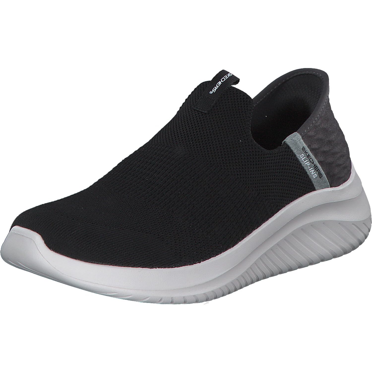 Skechers Boy's Ultra Flex 3.0 Smooth Step Sneakers, Black Textile/White & Silver Trim, 10.5 UK Child