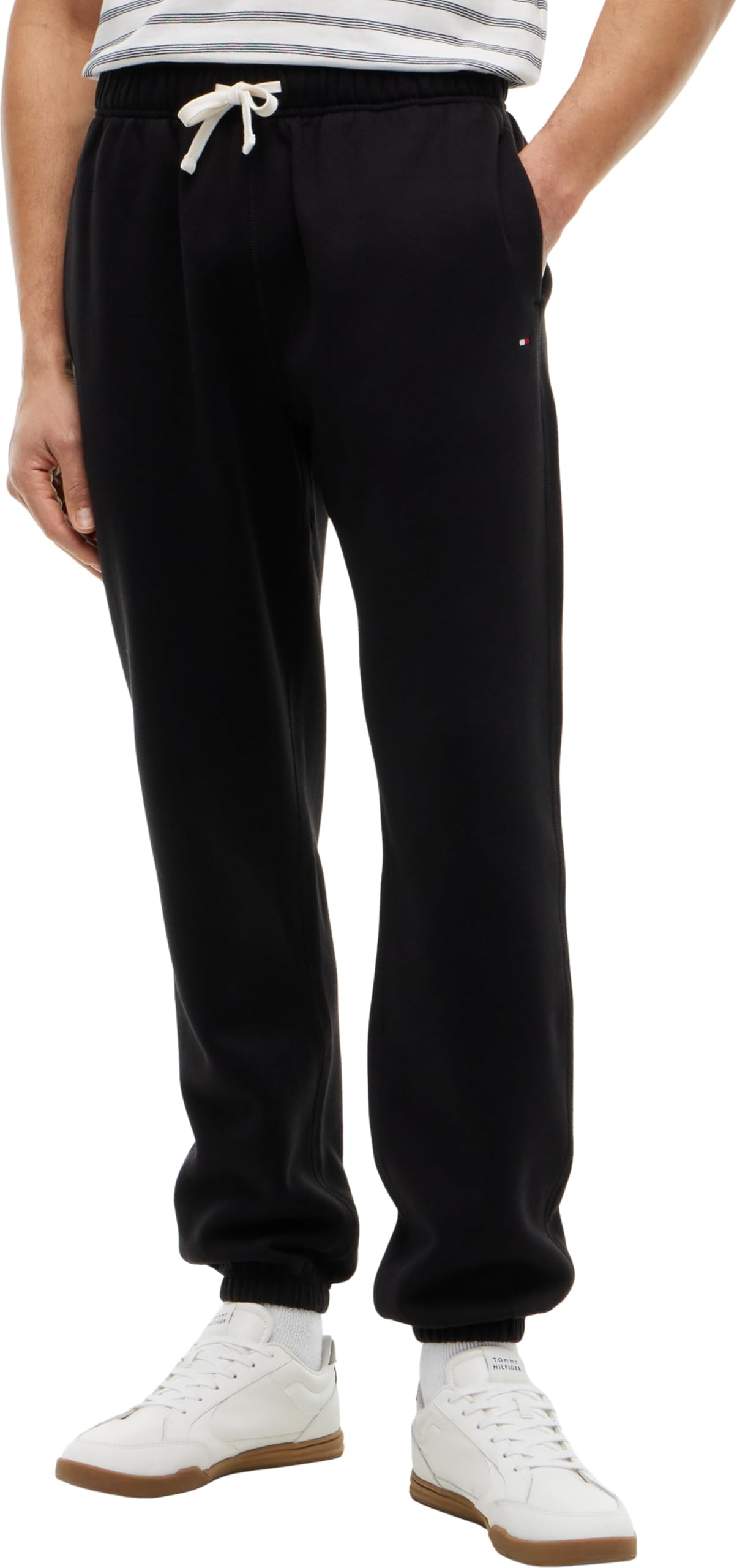 Tommy Hilfiger Men’s Essential Fleece Drawstring Jogging Bottoms, Black (Black), M