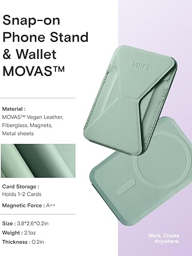 Miniatura 8 de MOFT Soporte magnético para cartera compatible con iPhone 171615141312, ajuste de ángulo y soporte de teléfono compatible con MOVAS Magsafe, espuma