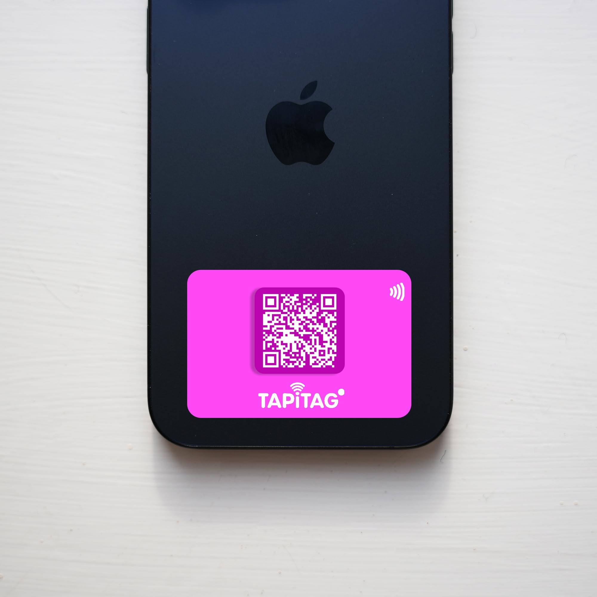 TAPiTAG Mini NFC Digital Business Card Sticker – Tap or Scan Contact Sharing Tag with QR Code – No Subscription – Stick to Phone – Compatible with iPhone & Android (Pink)