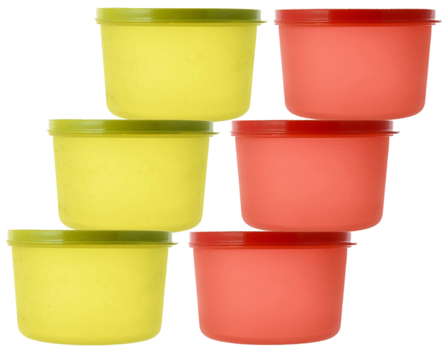 Kuber Industries Plastic 6 Pieces Kitchen Storage Spice Containers, Fridge Container, Food Utility Box, Food Storage Containers Jars 200 Ml (Green & Red) - CTLTC43856