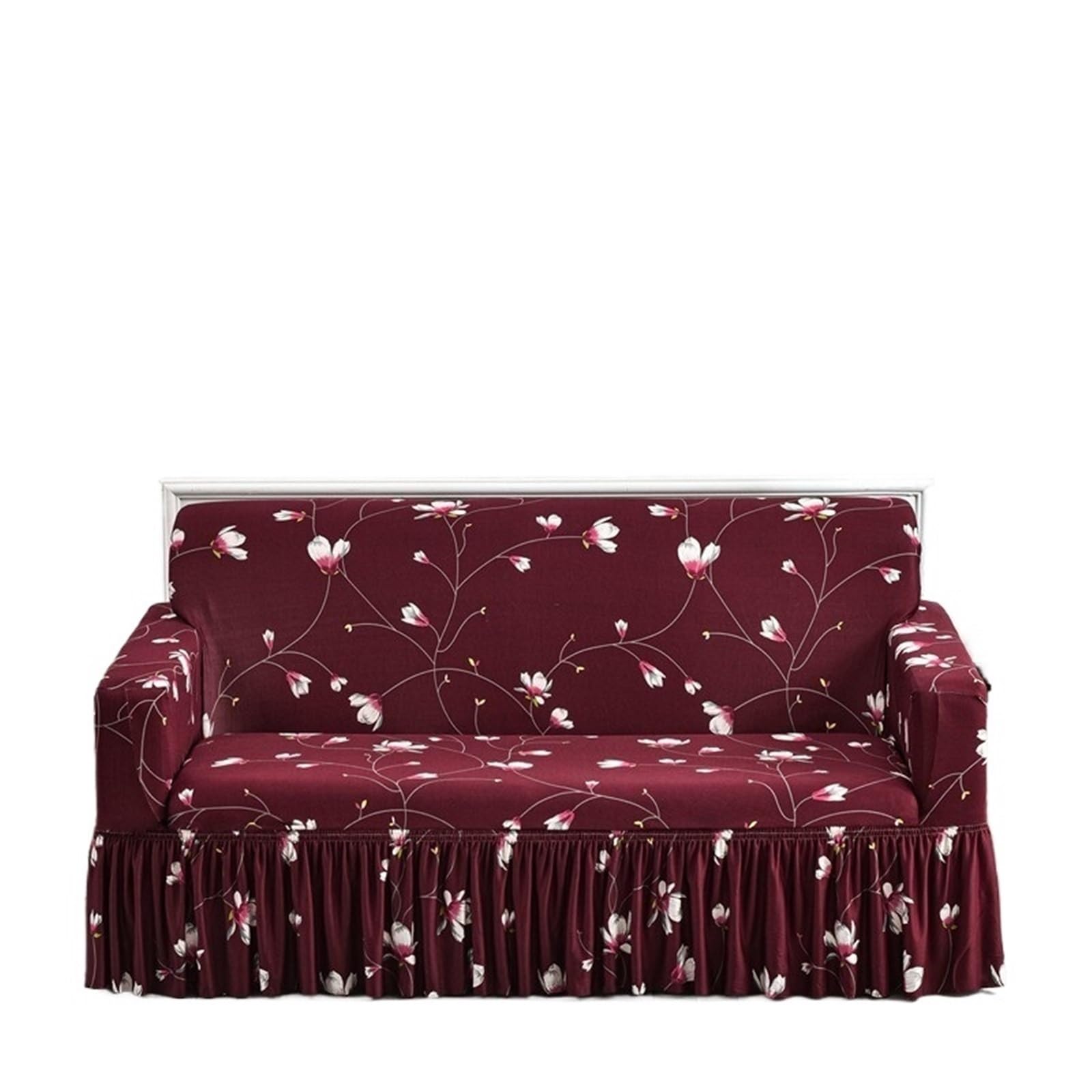 YDYAENIO Sofa Seat Cover with Skirt Sofa Cover with Skirt Washable Elastic Stretchable Easy Fit Universal Furniture Protector(Color 15,2-seater(145-185cm))