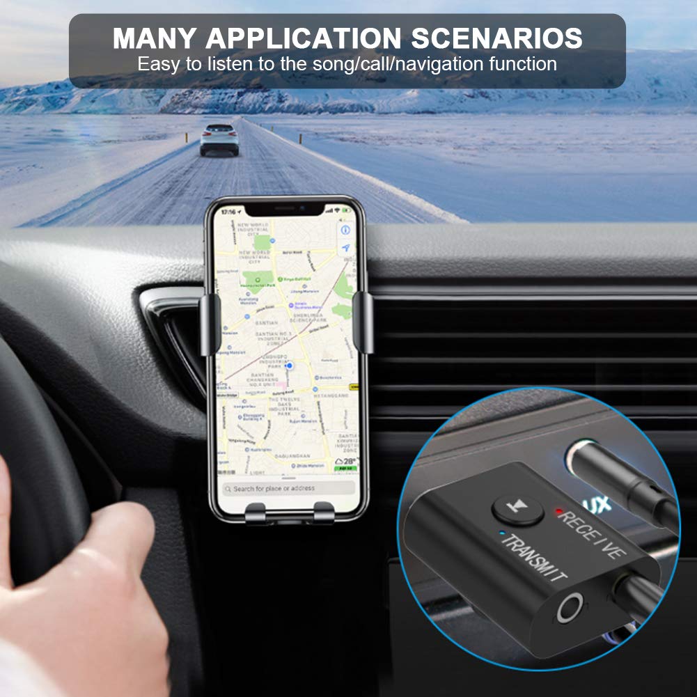 YET TR6 BT 5.0 Transmitter Receiver, 2 in 1 Powerful Function BT Adapter with Built in Dual System for Phone, Car, Computer, TV