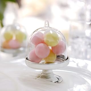 Efavormart 12 Pack - 3" Silver Mini Cupcake Cake Stand Favors, Candy Display Plate Stand With Dome for Wedding, Candy Jars, Birthday, Baby Shower Decorations