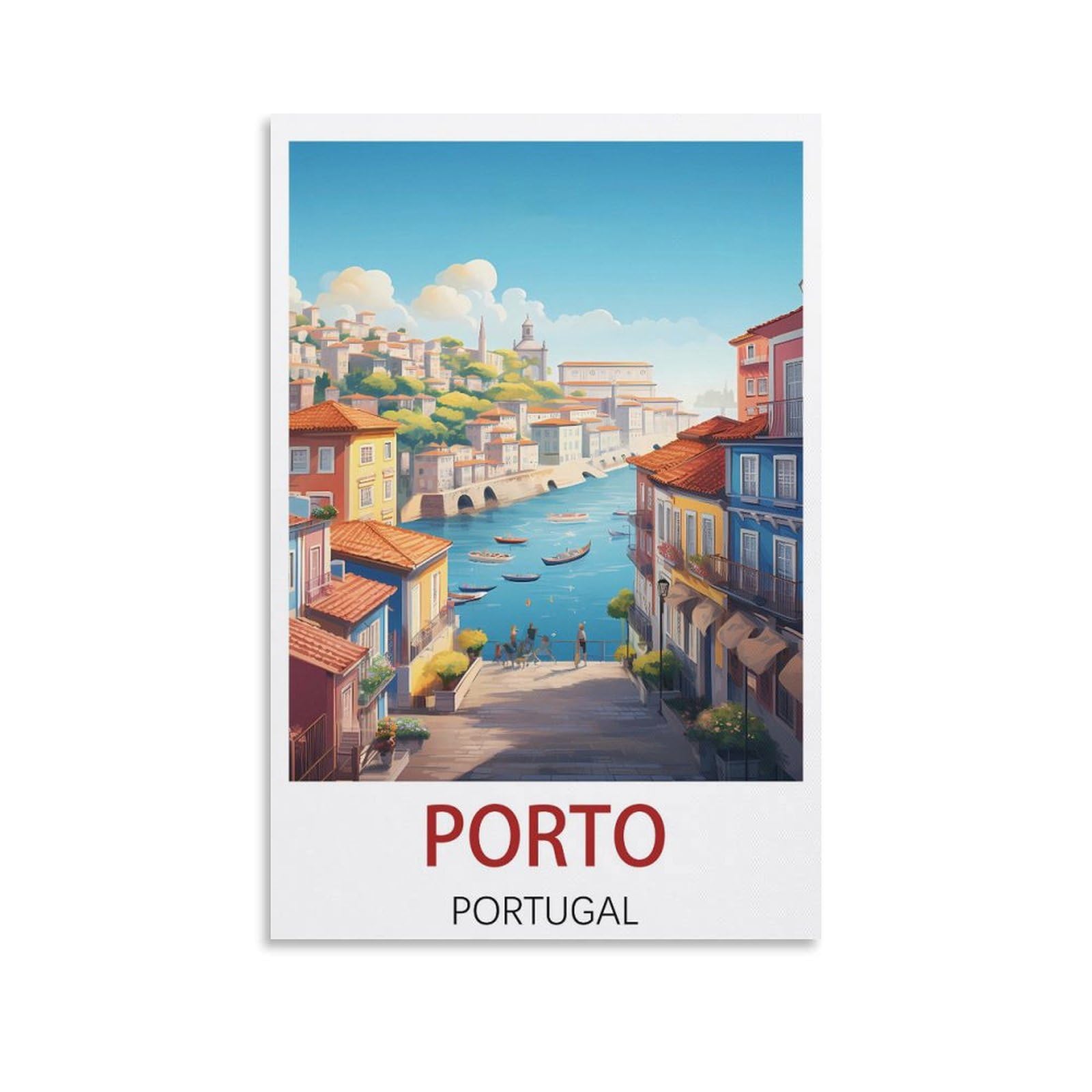 Lcyuaopp Unframe-Style Porto Portugal Vintage Travel Posters 08X12inch(20X30cm) Canvas Art Poster And Wall Art Picture Print Modern Family Bedroom Decor Posters