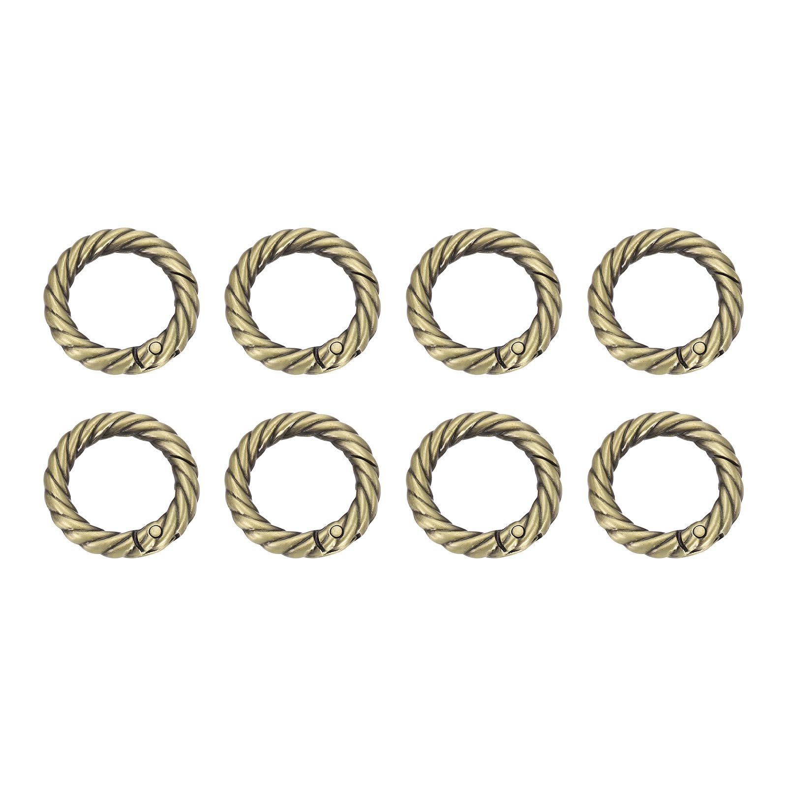 sourcing map 8pcs Spring O Rings 3/4"(20mm) Round Trigger Metal Snap Hook Circle Key Ring Clip Keychain for Bags Handbag Purses Keyring Buckle, Light Brown
