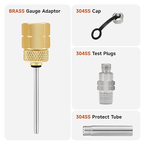 Miniatura 8 de Roastove Adaptador de calibre de latón 14 NPT hembra, 2-12 OAL x 1-25 "x 18" sonda con funda de acero inoxidable, kit de montaje de manómetro