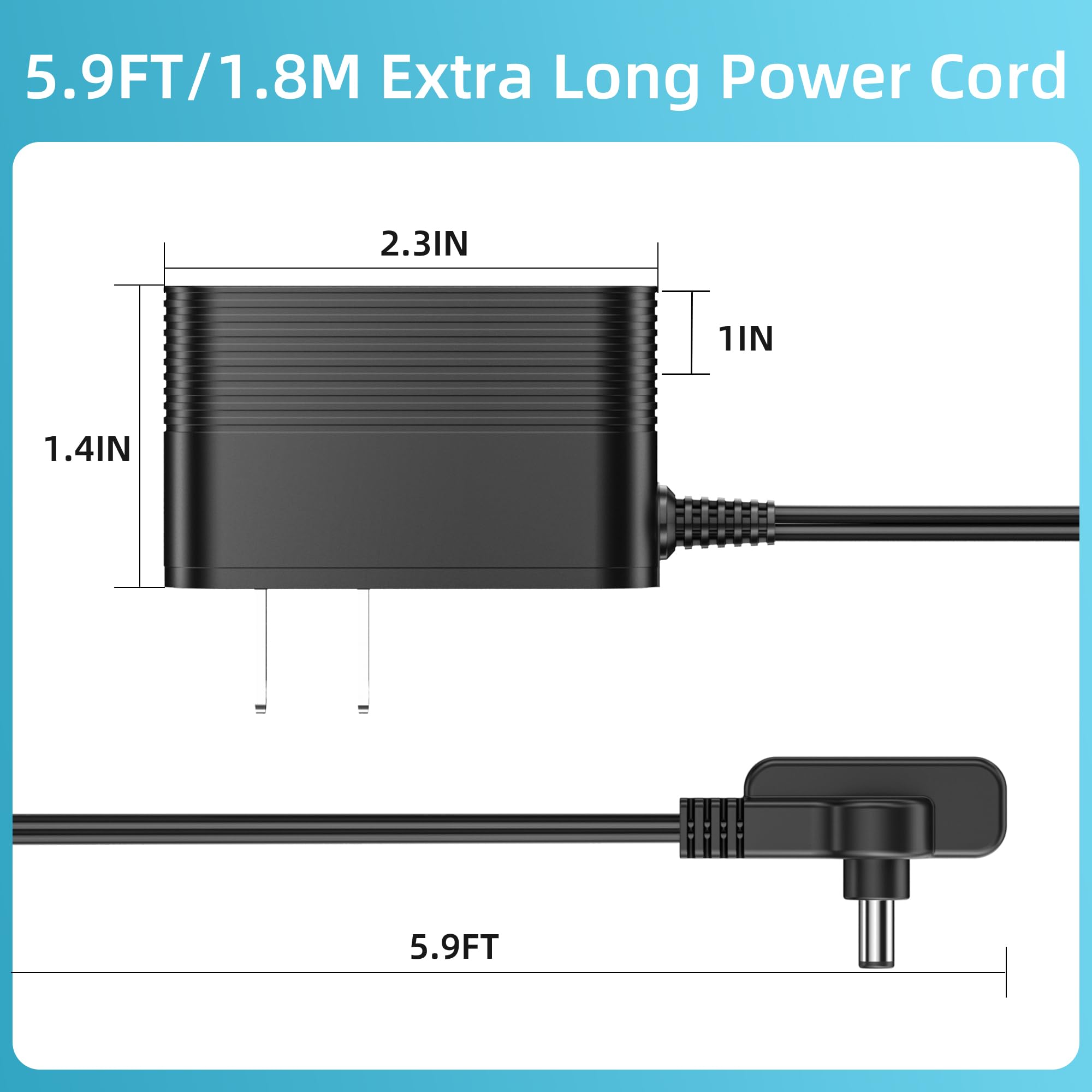 Caricatore di alimentazione per ventilatore da esterno Shark FlexBreeze, adattatore di ricambio compatibile con FA222 Cordless Portable Fan AC Charger Adapter (12V)