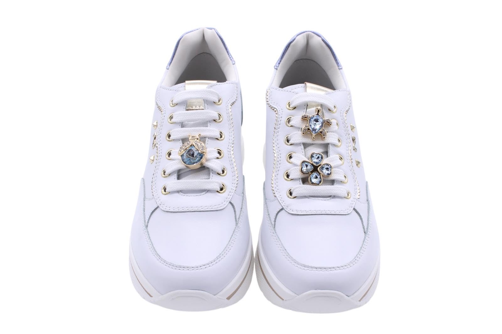 Nero Giardini E512907D Skipper Brill Bianco Sneakers Moda per Donna in Pelle con Zeppa Media (Taglia 40)