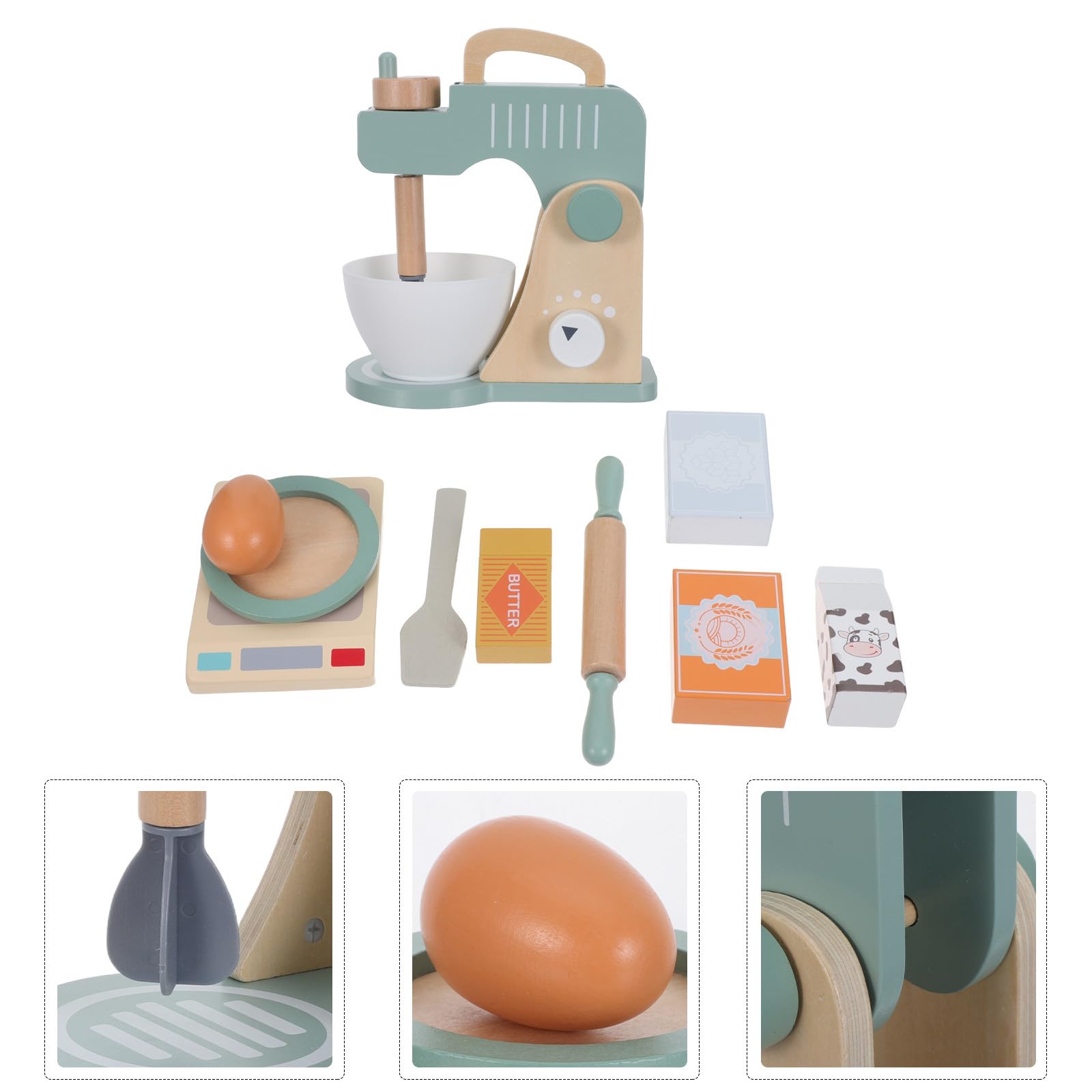 Set da Gioco Montessori Frullatore in Legno, Giocattolo Educativo per Sviluppo Creativo, Accessori Cucina per Gioco di Ruolo Singolo di Gruppo