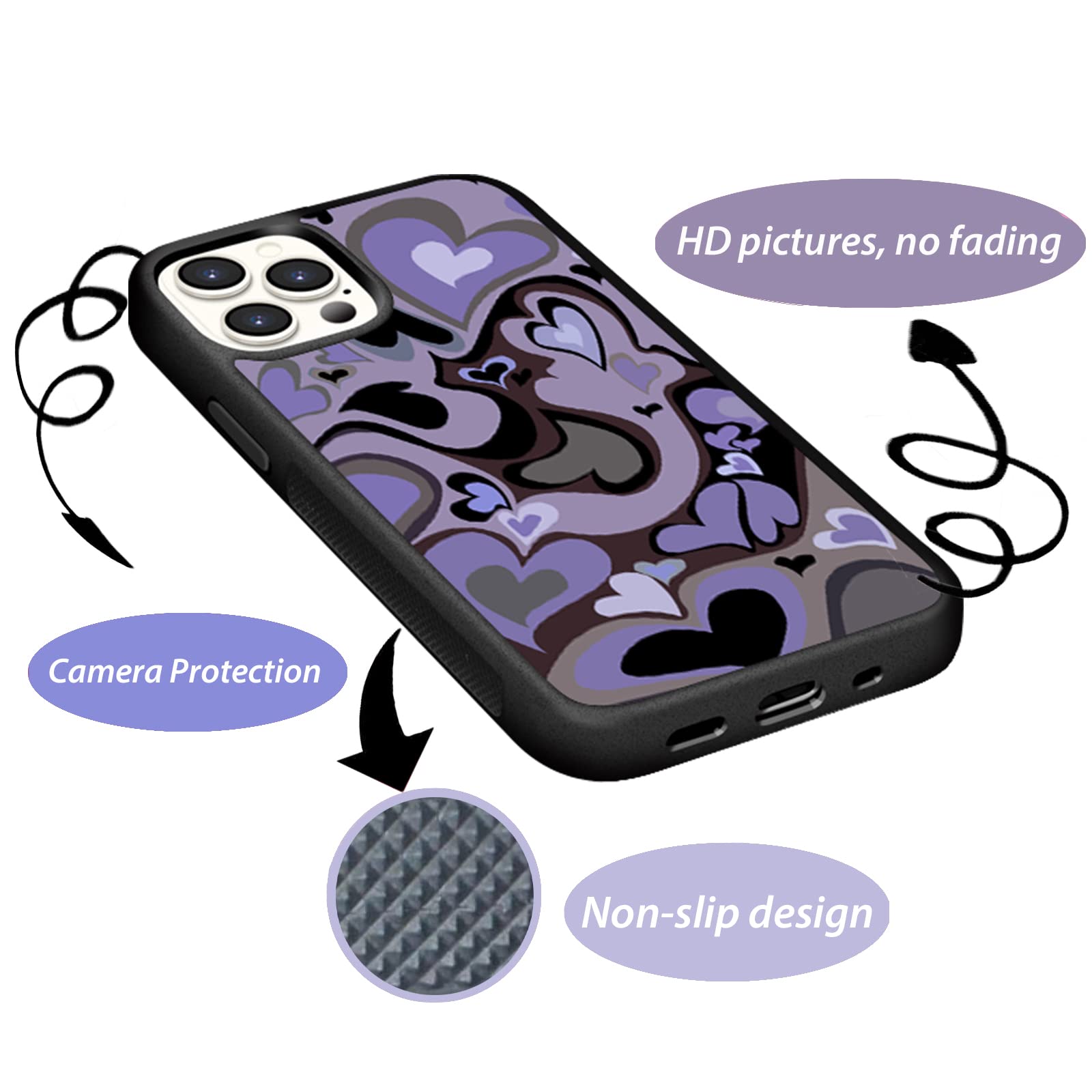 ❤️新品❤️iPhone 14 Pro Max スマホケース　パープル ハードケース Amazon.co.jp: iPhone 14 Pro Max対応 かわいい紫のハート 美的