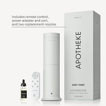 Apotheke Scent Tower Aromatherapy Diffuser & Charcoal Essential Oil Diffuser Refill Bundle