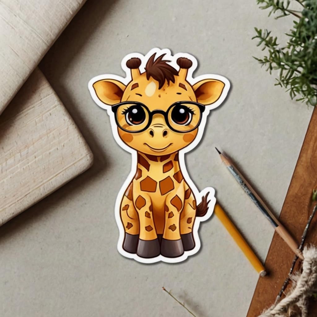 Cute Giraffe Stickers 2in. Cute Animal Stickers Vinyl Waterproof Giraffe Decals for Water Bottle, Laptop Luggage Snowboard, Guitar Scrapbook Phone