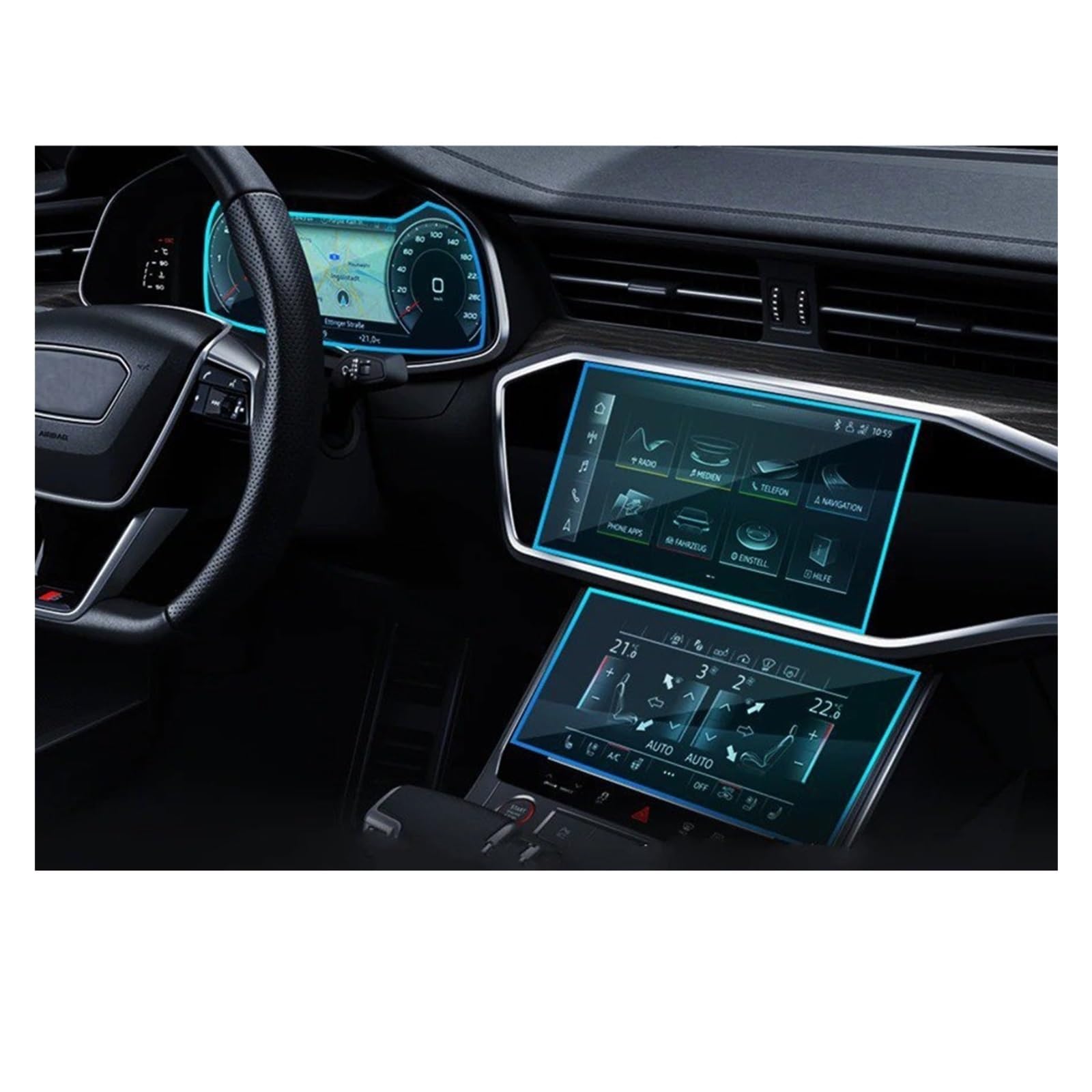 Car Navigation Pellicola Protettiva Per A6 Per A7 19-25 3PCS Pellicola Vetro Temperato Protezione Car Center Console Schermo Navigazione GPS Cruscotto Display Protettivo