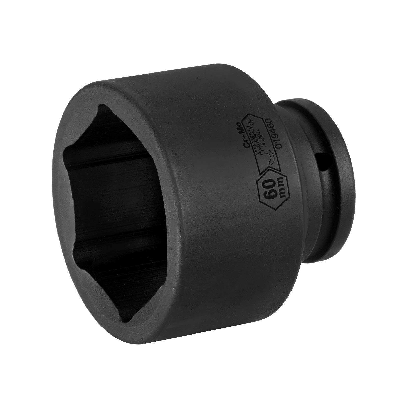 Jetech 3/4 Inch Drive 60mm Standard Impact Socket, Made with Chrome Molybdenum Alloy Steel, Heat Treated, 6-Point Design, Metric