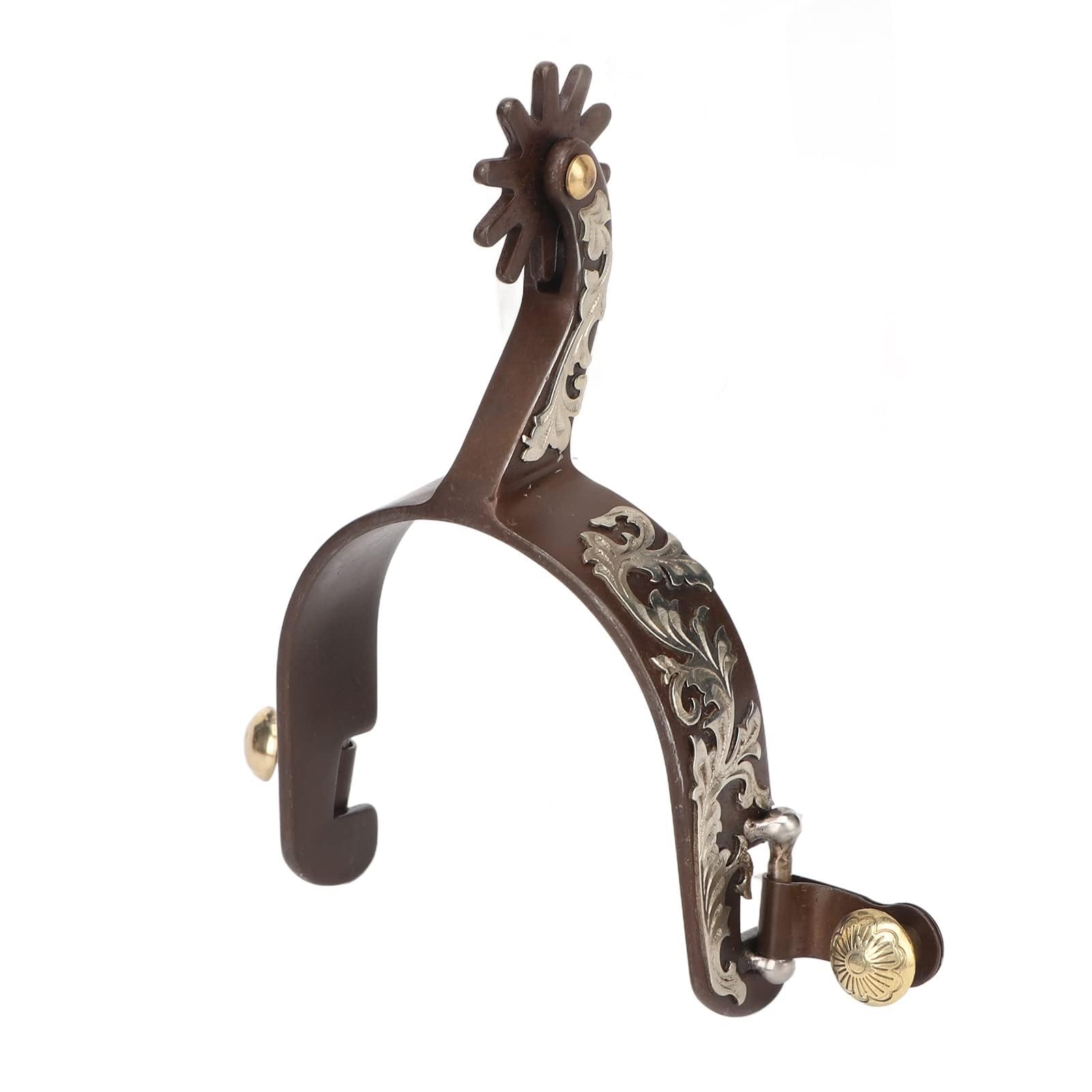 Lot 2 Éperons Cowboy Occidentaux Faits À La Main En Cuir Véritable Avec Engrenage Rotatif Sangle D'Éperon Vintage Bronze En Acier À Faible Teneur En Carbone Accessoires D'Équitation Pour Chevaux