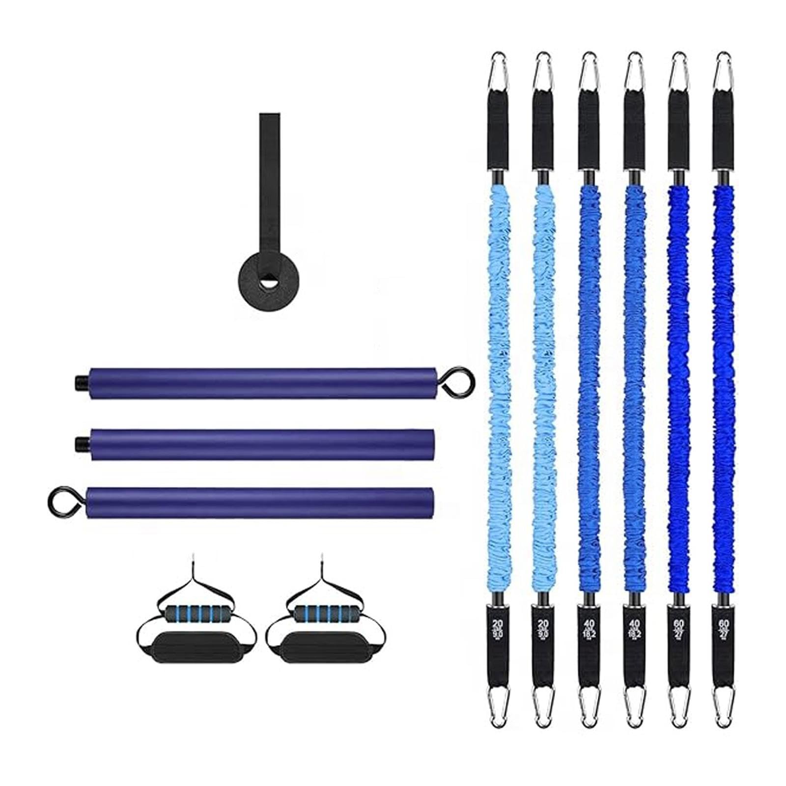 kowaku Pilates Bar Kit with Door Anchor for Men Women Chest Muscle Training Elastic Bands Exercise Bands Fitness Equipment Portable