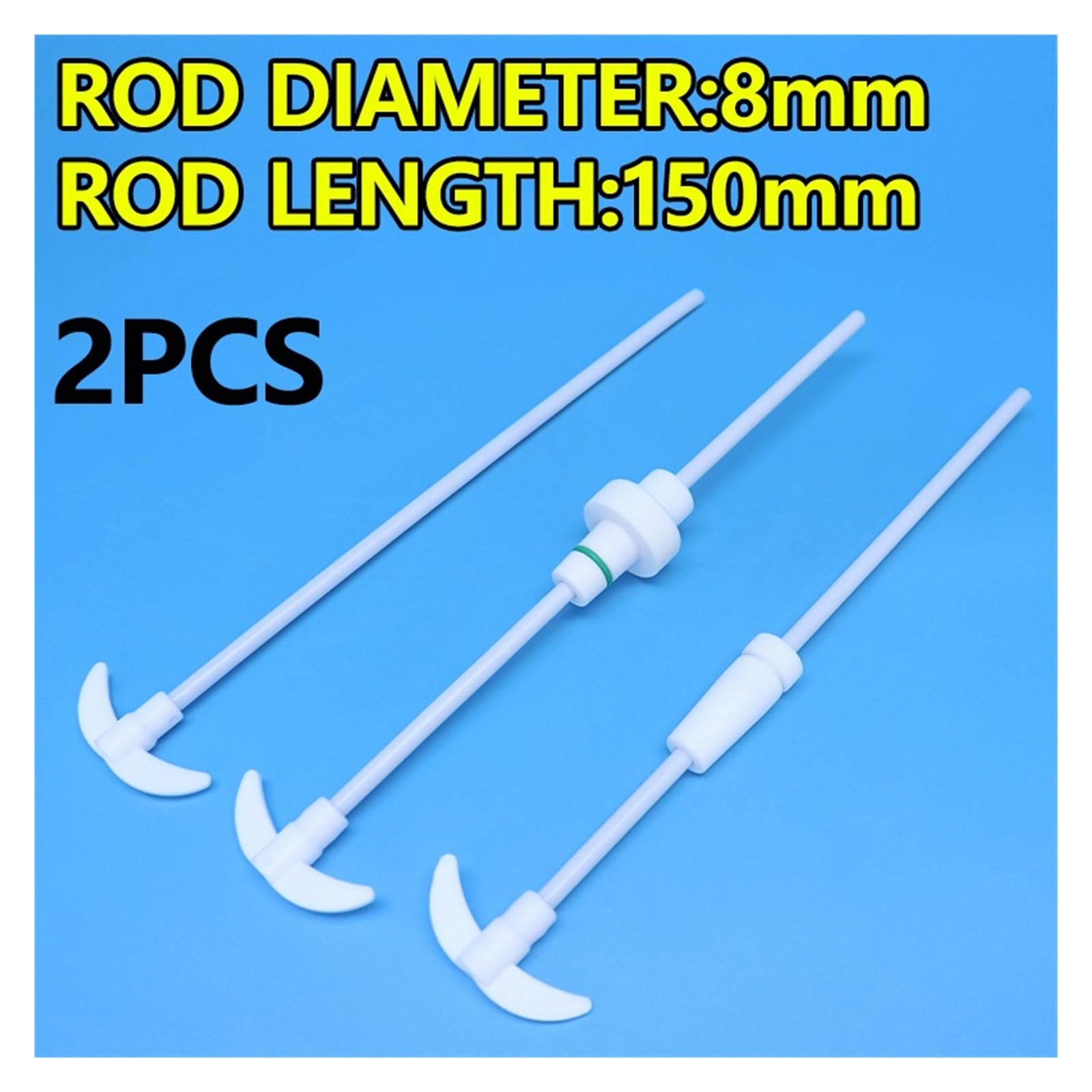 PTFE wałek mieszadło prętowe 2 łopatki mieszadła z PTFE, politetrafluoroetylen, odporny na kwasy i zasady, długość pręta 500 mm, średnica 8(8x500x90mm)