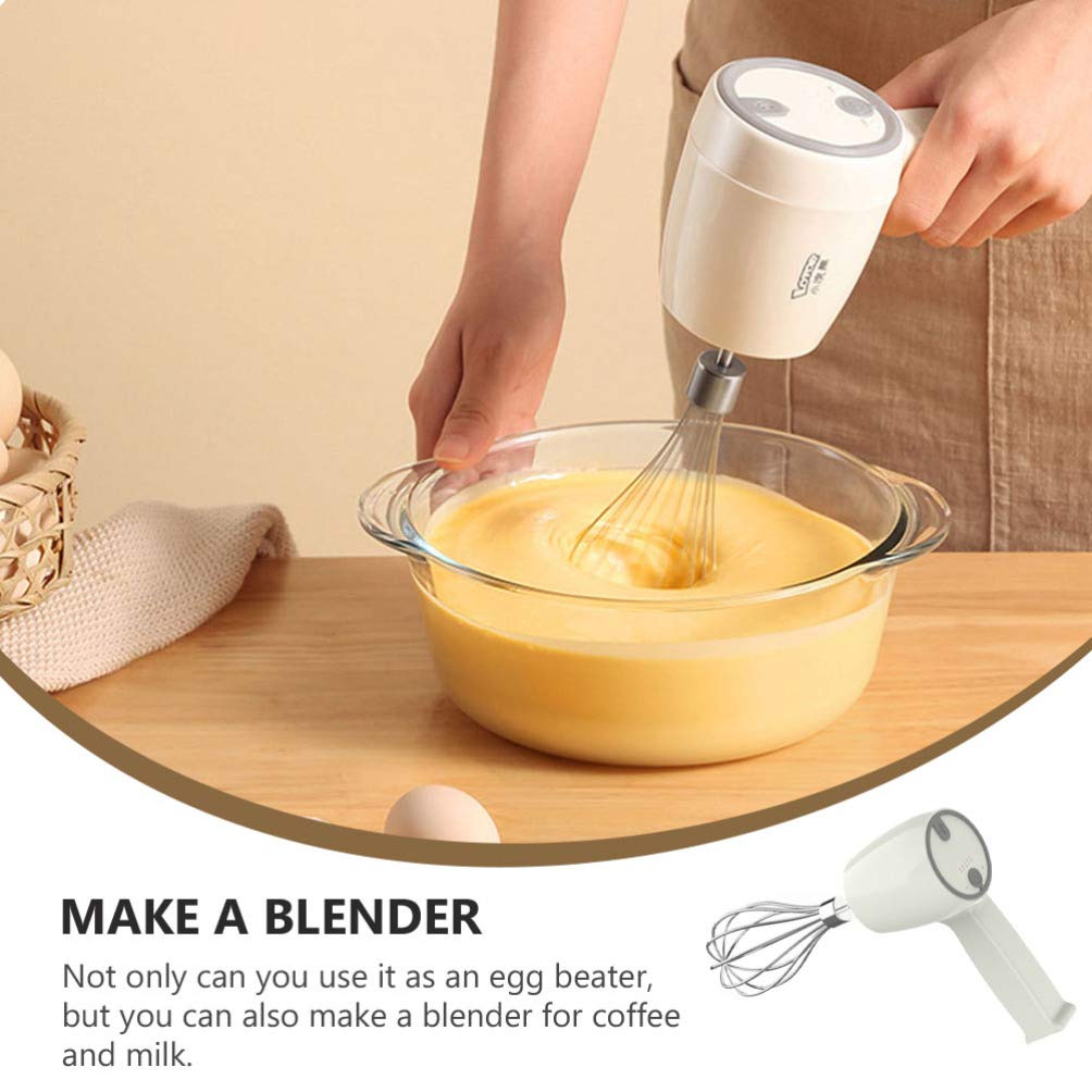 SOLUSTRE Elektrischer Handmixer Edelstahl Schneebesen Wiederaufladbare Küche Handmixer Rührer Rührer Milchaufschäumer zum Einfachen Schlagen von Eiercreme Mischen von Kekskuchen