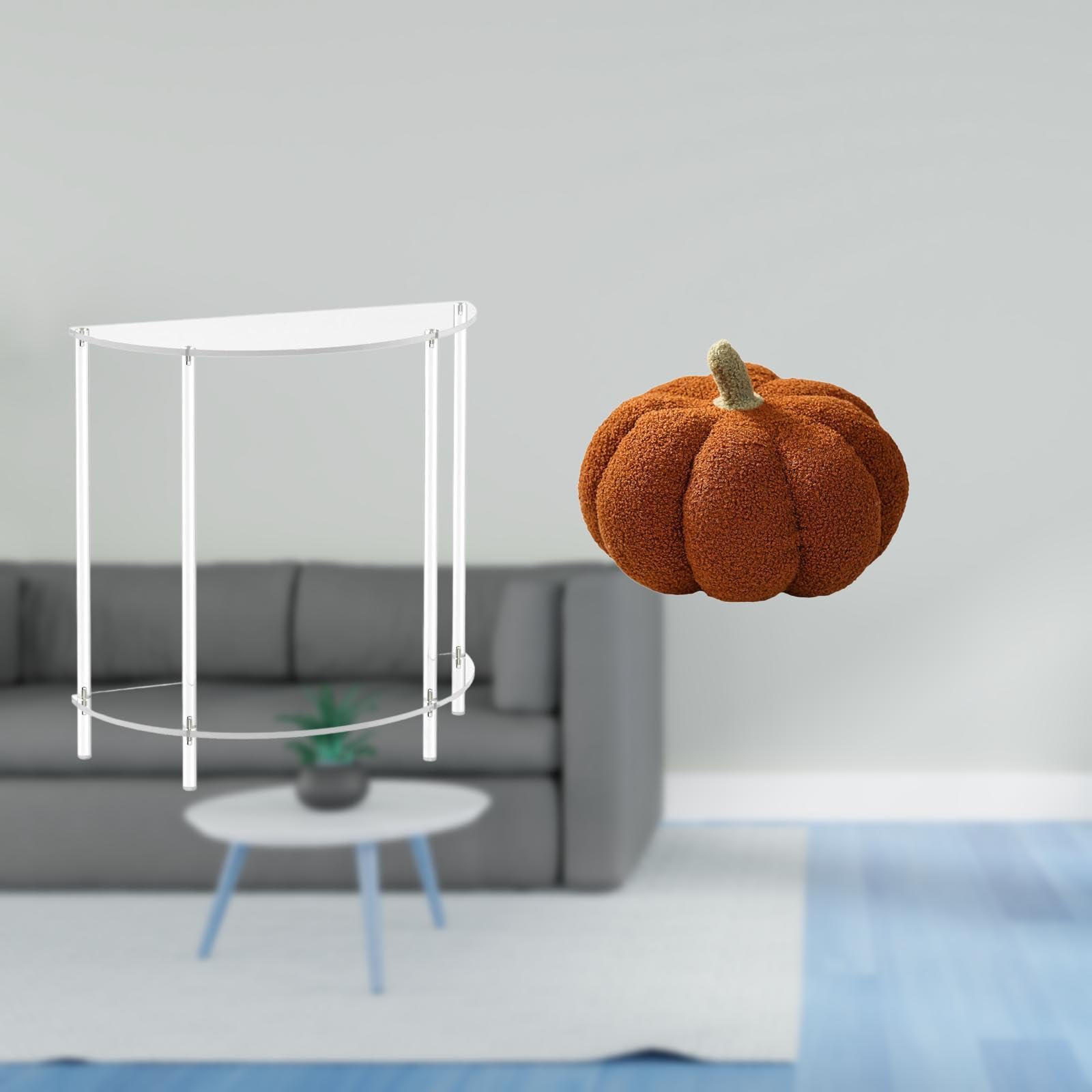Enakshi® Acrylic Pumpkin Side Table with Plush Cushion Accent for Small Space Living Room and Bedroom Decor Two Tier Nightstand|Home & Garden | Furniture | Tables-image-35