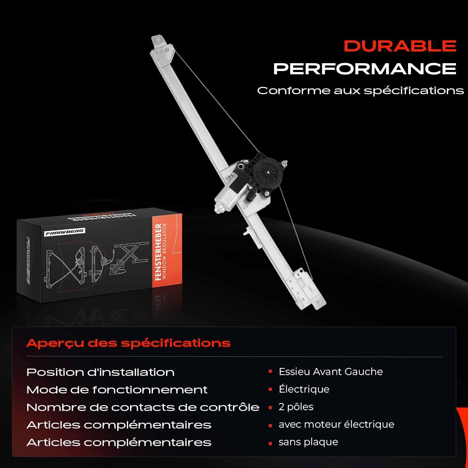 Frankberg Lève-vitre Compatible avec Vivaro Camionnette X83 Trafic II Bus JL Vivaro Break X82 Primastar Bus X83 Vivaro Break X83 Remplacer# 91165704