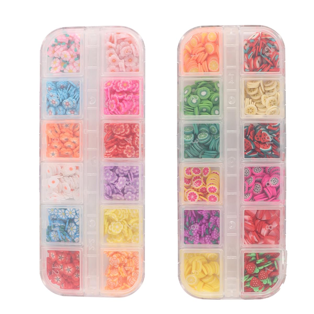Riven Set di 2 accessori per nail art, fette di fiori di frutta per nail art, artigianato, resina melma decorazione (diametro 6-8 mm)
