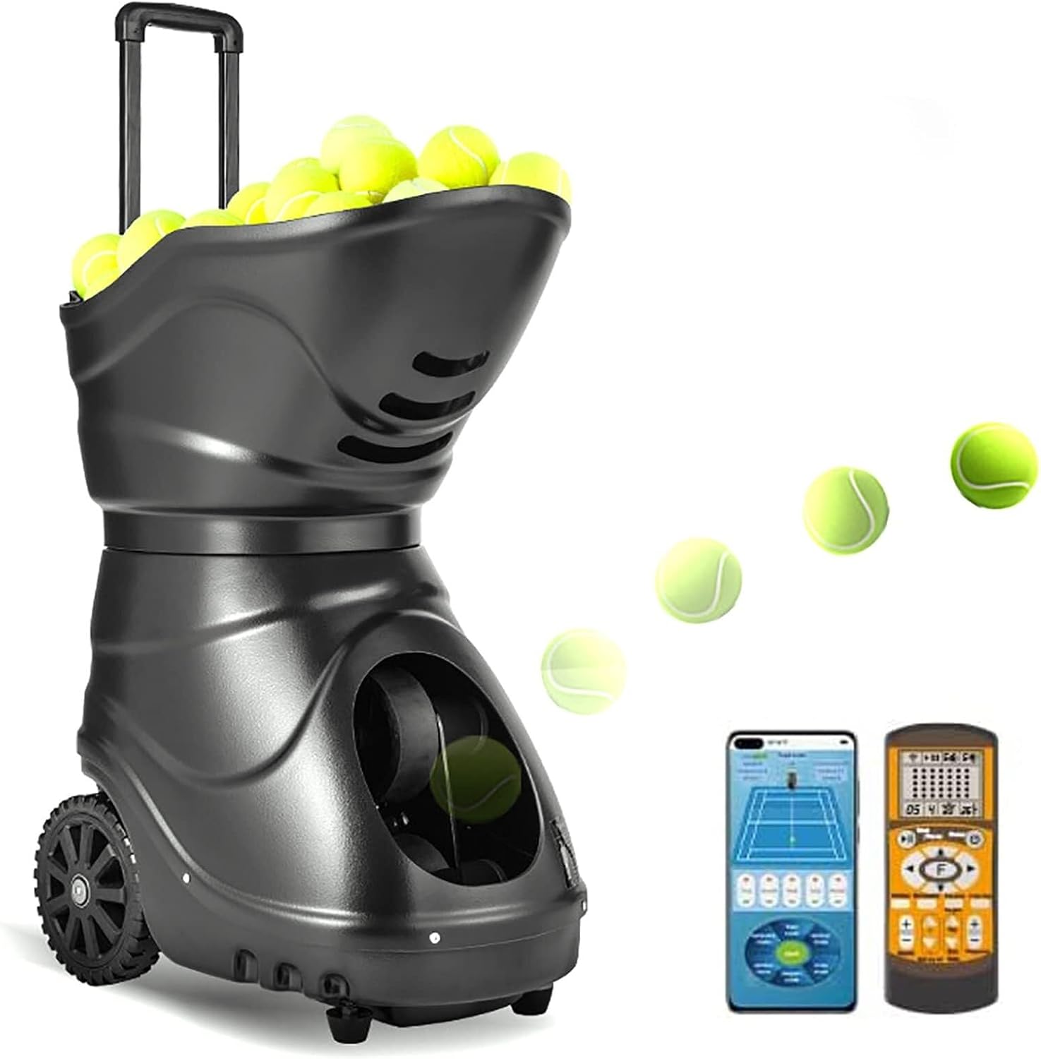Tennis Machine, Adjustable Tennis Ball Tosser, Multifunction Training Modes, with Remote Control Equipment, 150 Large Capacity, for Solo Training Sports