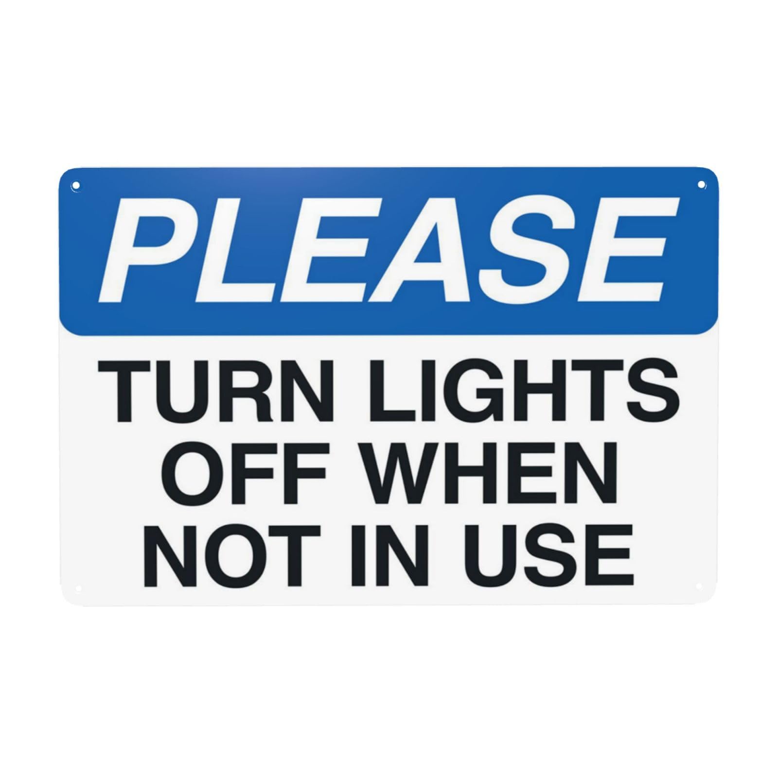 Please Turn Off Lights When Not In Use Vintage Metal Energy Save Sign 12x8 Inch
