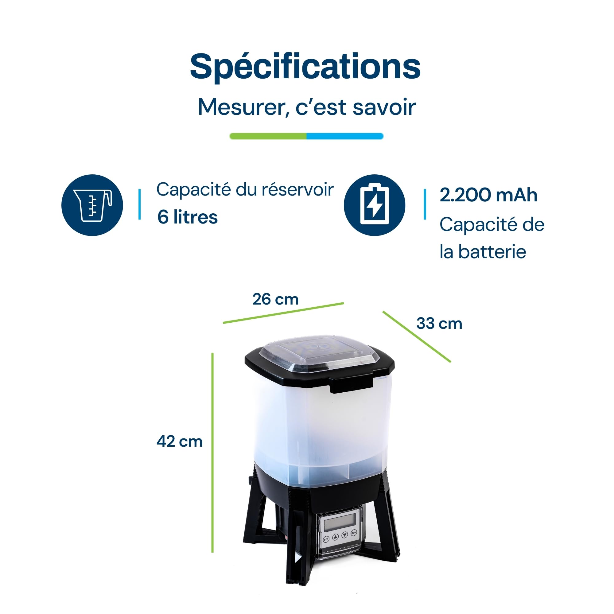 BluFeeder - Mangeur Automatique de Poissons, pour Étang, avec Batterie et Énergie Solaire, pour Vacances et Régime, Koi, Exterieur, Résistant a l'humidité, Fish Feeder - 6L Capacité