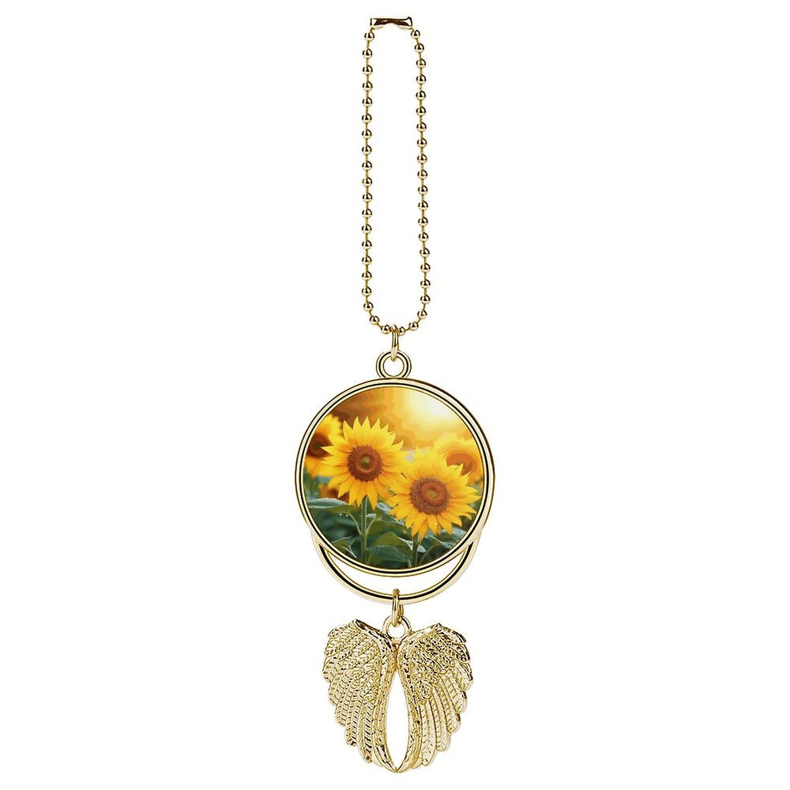 Sunflower Flowers Car Pendant Hanging Swing Auto Rear View Mirror Hanging Car Rear View Mirror Charm Truck Hanger Ornament Charm for Car Rear View Mirrors Accessories