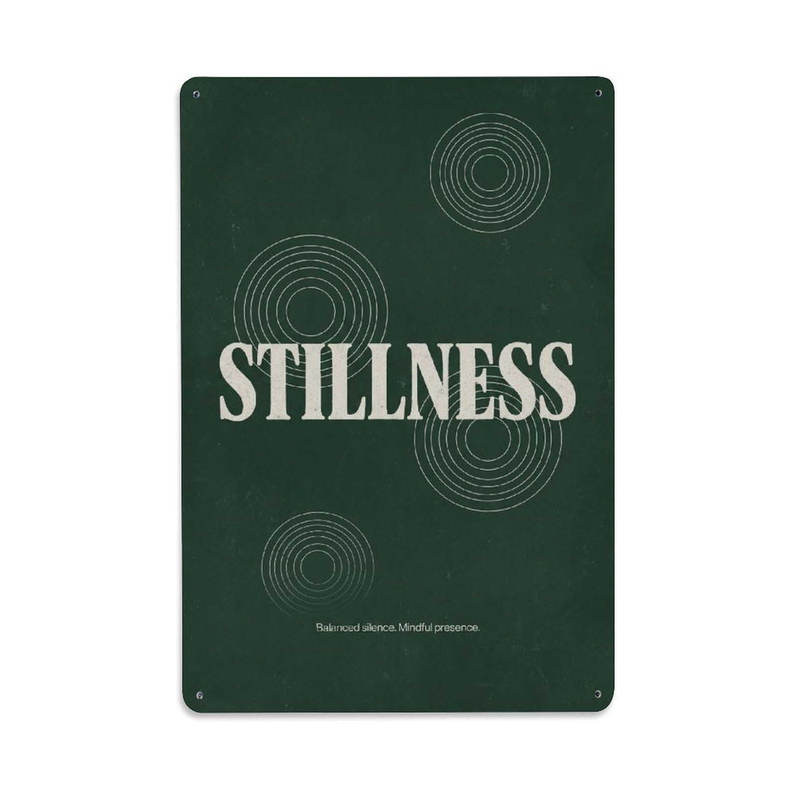 Zen Stillness Green Ripples Calm Healing Meditation Guide Metal Tin Sign Plaque Wall Decor for Cafe, Man Cave, Club Bar, Office, Home Garden Round Metal Poster 8x12Inch