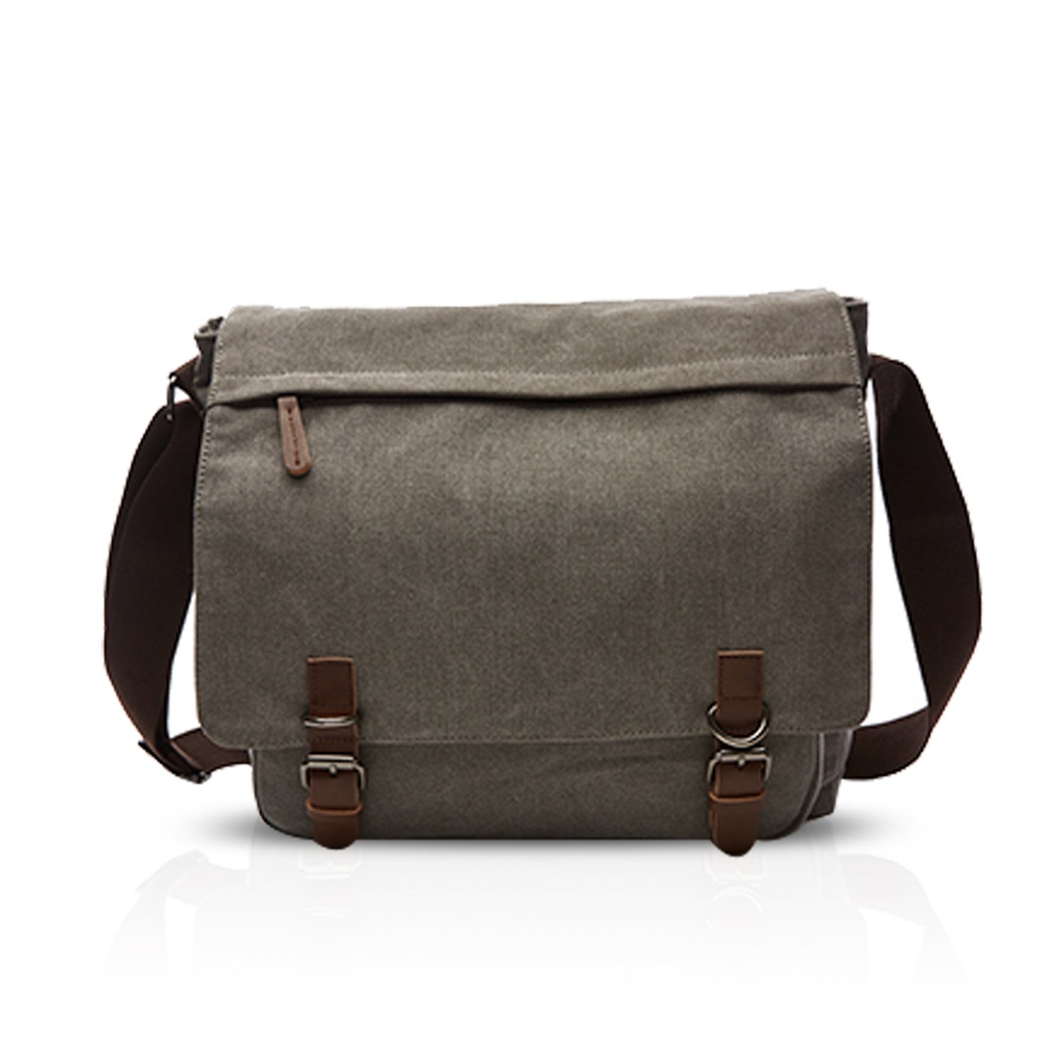FANDARE Borsa a Tracolla Borse a spalla per 14 Pollici PC Ventiquattrore Borse Messenger di tela Uomo Donna Borsa postino Borsetta per viaggio lavoro scuola business università Pendolare Grigio L