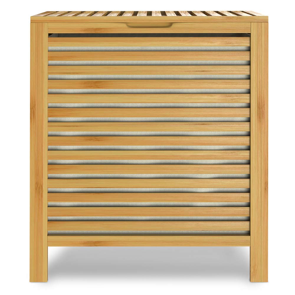 CASARIA® Cesto para Ropa Sucia de Bambú 70L con Tapa Canasto para Colada con Bolsa Extraíble Organizador de Lavandería y Baño Armario Rectangular Almacenamiento Mantas Cojines 62x51x36cm Natural