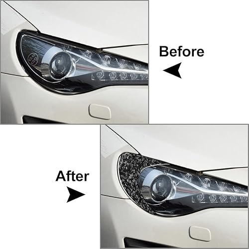 Miniatura 5 de GZYF Cubierta adhesiva de fibra de carbono para faros delanteros, cubierta de acento de faros delanteros con patrón forjado para Toyota GT86 Scion