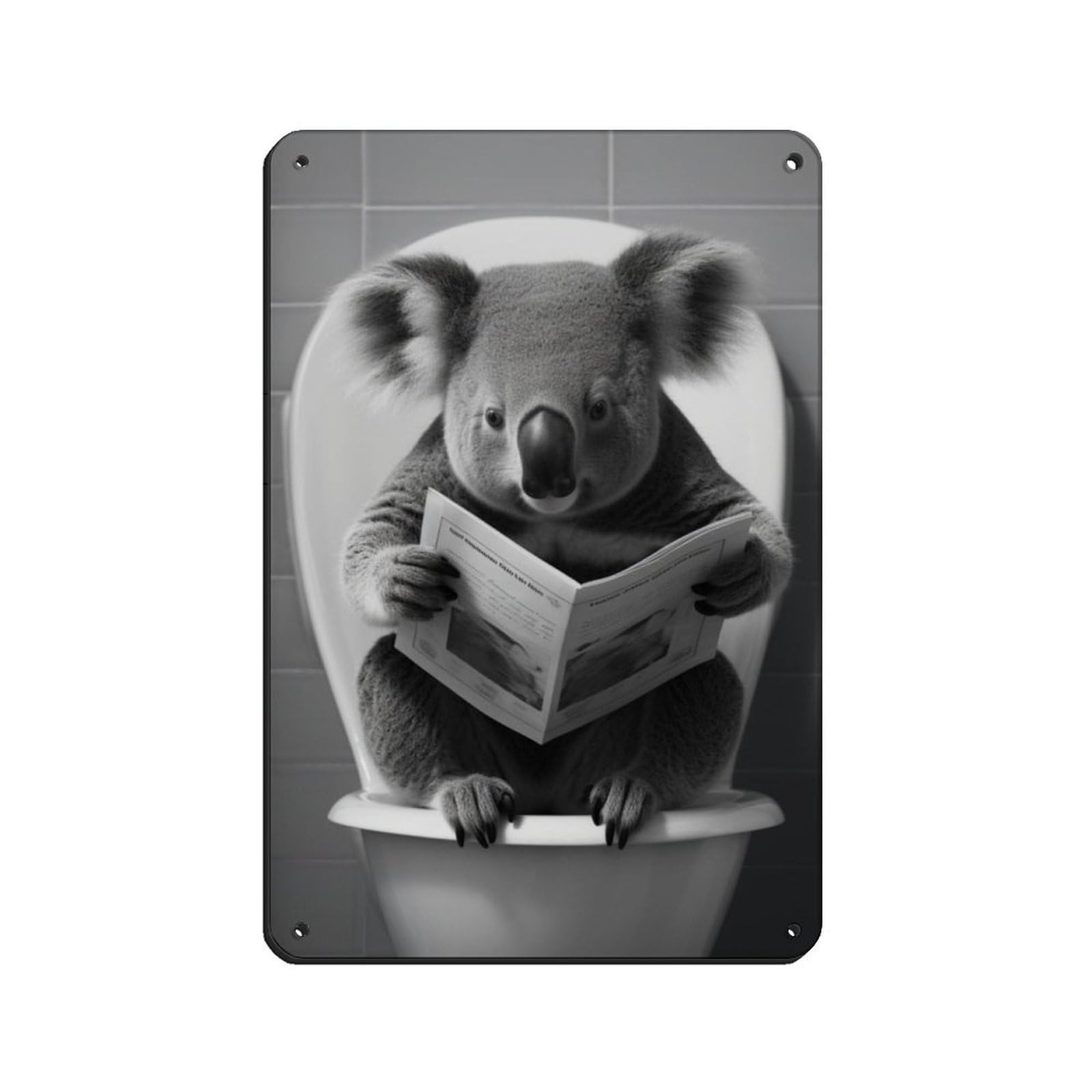 Bear Reading Newspaper Decor Tin Sign Vintage Metal Pub Club Cafe Bar Home Wall Art Decoration Poster Retro 8x12inch(20x30cm)